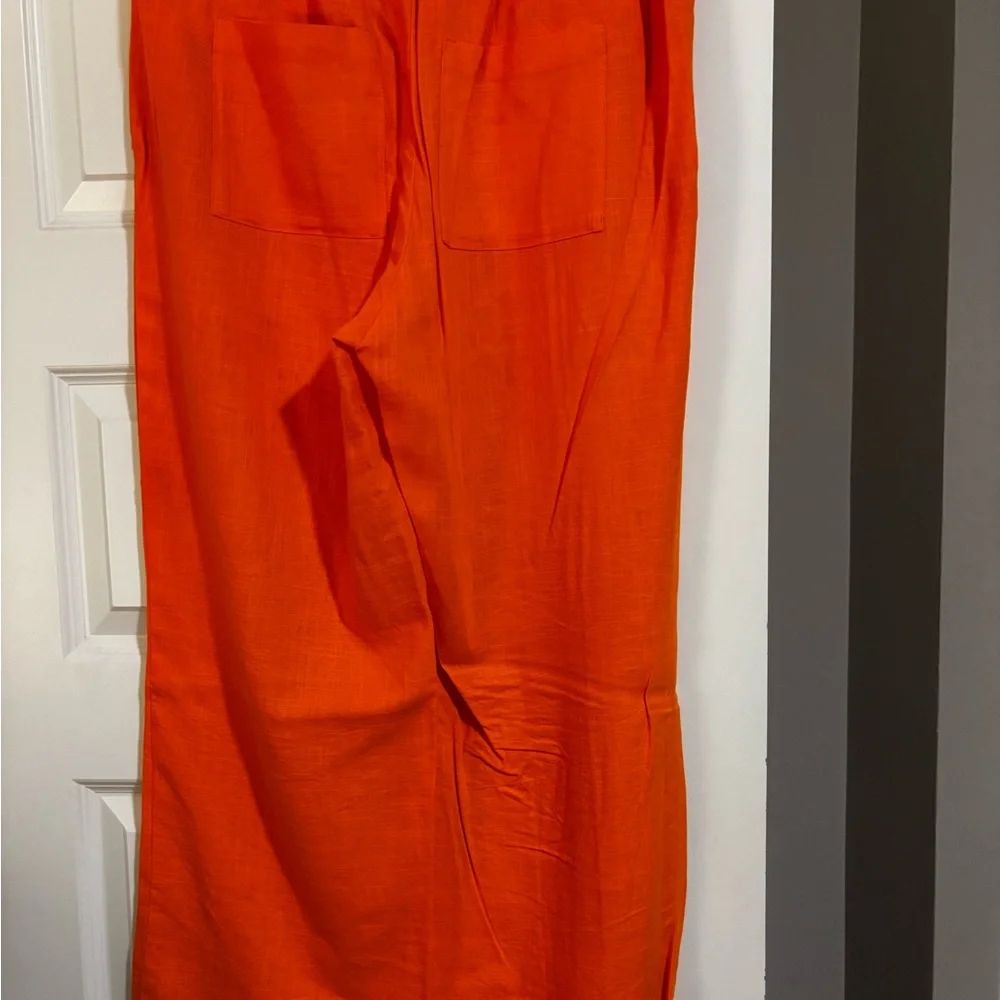 H&M Bright Orange Eco Viscose Linen Trousers - Picture 2 of 7